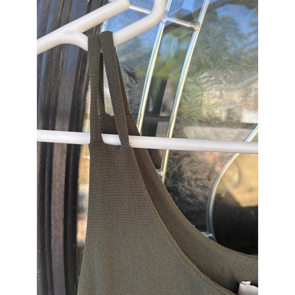 Fuzzi Olive Green Stretch Mesh Maxi Dress Made in Italy Womens Medium Slip Dress - Picture 3 of 6